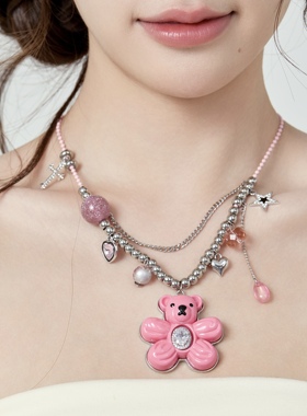 Starfire原创设计可爱小熊吊坠项链女款甜酷多巴胺卡通挂脖配饰