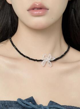 Starfire氛围感蝴蝶结黑色项链女
