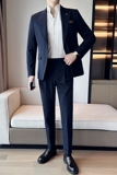 新款七色枪驳领高端西装一扣西服两件套藏青A445-LJT9001-P200，男装西服，电商A445