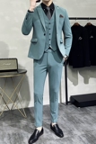新款十色韩版修身小西装西服套装三件套全身图淡青-SJT09-P275，男装西服套装，电商A445
