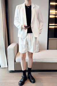 夏季时尚休闲纯色西服套装 宽松版西装短裤套装 A445-TZ103-P200图片