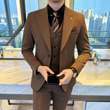 春秋韩版修身小西装外套两扣枪驳领时尚休闲西服A445-XZ9005浅咖，男装西服，电商A445