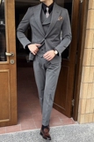 新款七色枪驳领高端西装一扣西服三件套中灰A445-SJT9001-P260，男装西服，电商A445