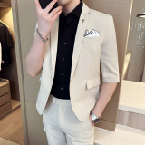 韩版七分袖西服套装英伦中袖西装九分裤两件套A445-TZ8511-P180，男装西服套装，电商A445