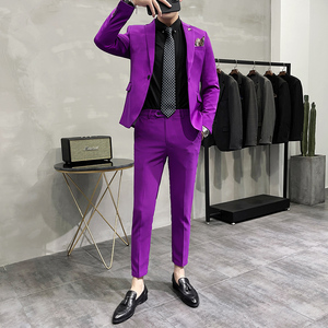 韩版纯色小西装 西服套装 夜店发型师结婚礼服两件套 LJT009-P210图片
