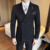 春秋韩版修身小西装外套双排扣珠边时尚休闲西服A445-XZ9006-P130，男装西服，电商A445