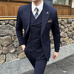 新款七色枪驳领高端西装 两粒扣西服三件套焦糖A445-SJT9002-P260图片