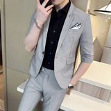 韩版七分袖西服套装英伦中袖西装九分裤两件套A445-TZ8511-P180，男装西服套装，电商A445