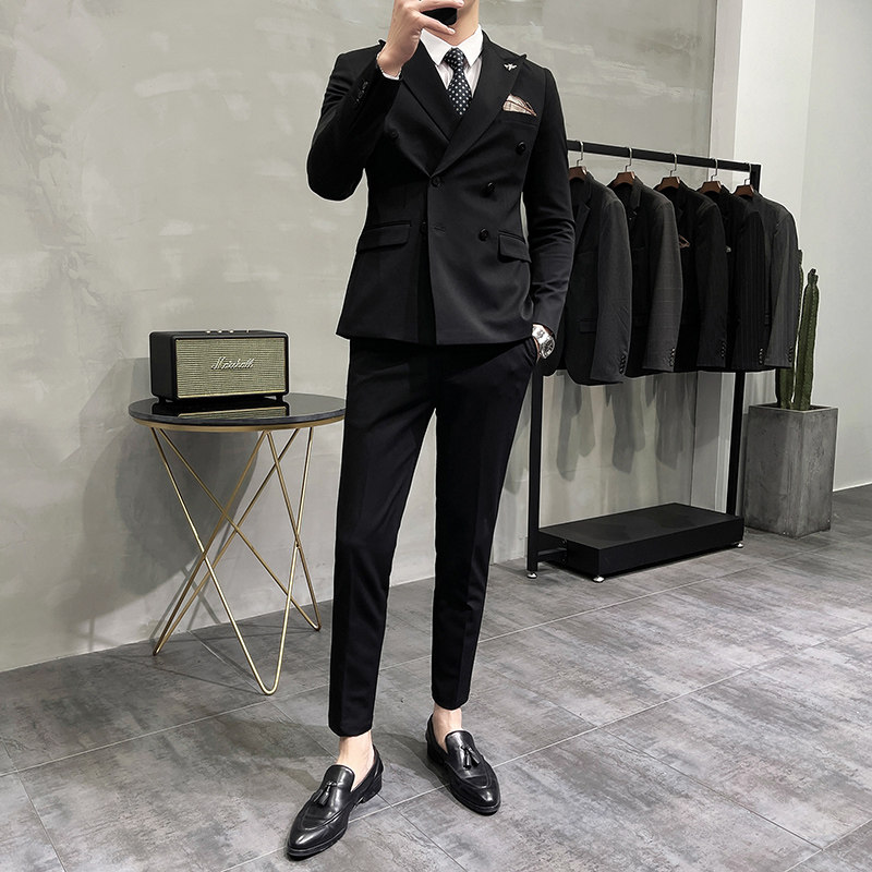 大码不加价秋冬新款韩版小西装修身西服套装三件套SJT72-P225,男装西服套装,电商A445