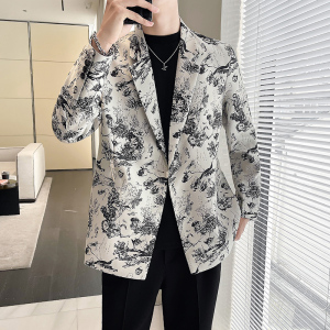 秋季时尚休闲提花小西装宽松版轻熟风西服外套A445-DK38-P145图片