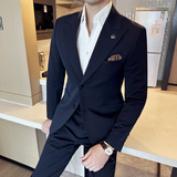 秋冬韩版修身小西装外套两粒扣时尚休闲西服中灰A445-XZ9002-P130，男装西服，电商A445