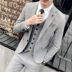 长期做不断货 韩版小西装 男士西服套装时尚结婚礼服三件套 TZ11图片
