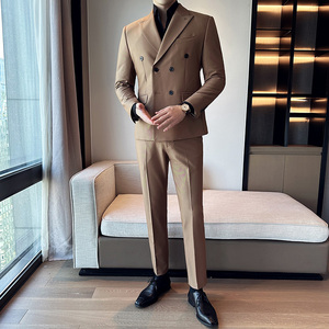 秋冬韩版修身小西装双排扣西服套装三件套黑色A445-SJT3611C-P250图片