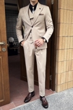 新款七色枪驳领高端西装两粒扣西服三件套杏色A445-SJT9002-P260，男装西服，电商A445