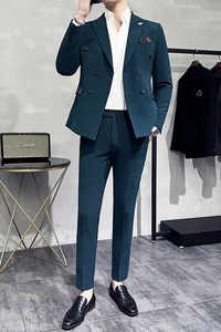新款十个颜色 韩版修身小西装 西服套装两件套 墨绿色 LJT10-P210图片
