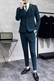 新款十个颜色韩版休闲小西装西服套装三件套墨绿色-SJT09-P275，男装西服套装，电商A445