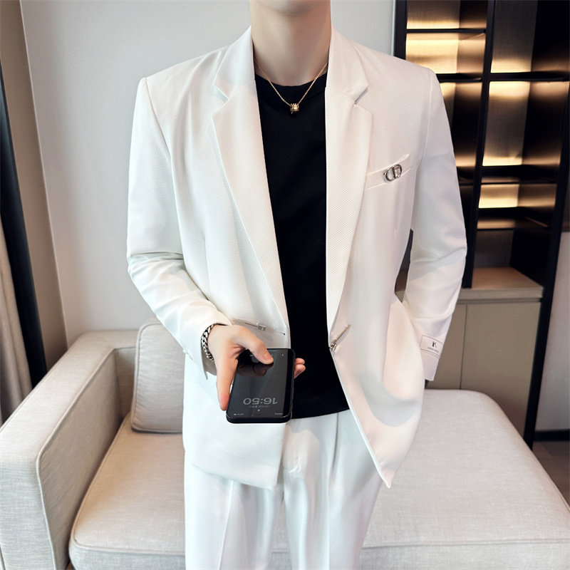秋季时尚休闲小西装宽松版轻熟风西服外套A445-DC19单西-P145,男装西服,电商A445