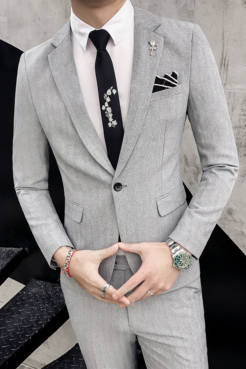 LJT36春夏新款韩版修身小西装高品质西服套装结婚礼服两件套,男装西服套装,电商A445