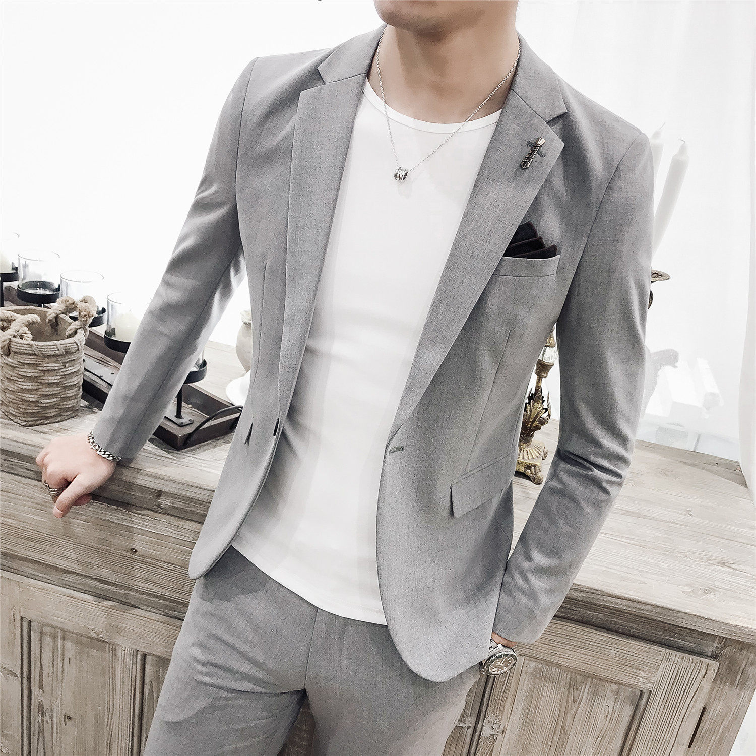 秋季新款韩版修身小西装高品质西服外套A445-XZ37-P145,男装西服套装,电商A445