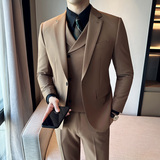 秋冬韩版修身小西装一扣西服套装三件套咖啡A445-SJT3611A-P250，男装西服，电商A445
