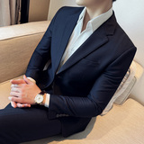 秋冬韩版修身小西装外套两扣时尚休闲西服黑色A445-XZ3611B-P125，男装西服，电商A445