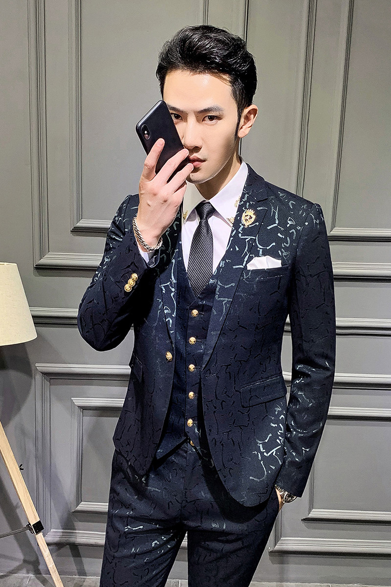 秋装新款男士修身提花西服韩版休闲小西装A445-XZ197-P145,男装西服套装,电商A445