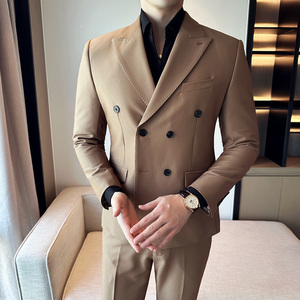 秋冬韩版修身小西装外套双排时尚休闲西服杏色A445-XZ3611C-P125图片