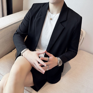 时尚休闲纯色西服套装 宽松版西装短裤套装 A445-TZ103-P200图片