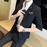韩版七分袖西服套装英伦中袖西装九分裤两件套A445-TZ8511-P180，男装西服套装，电商A445