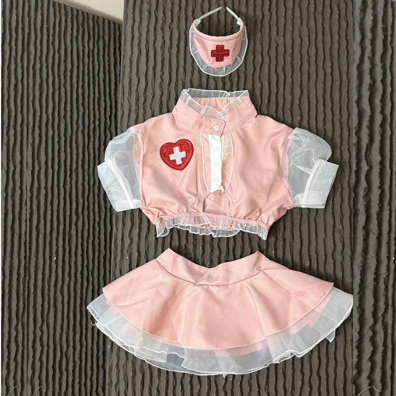 性感护士制服cos套装女蕾丝边爱心护士服纯欲情调内衣角色扮演
