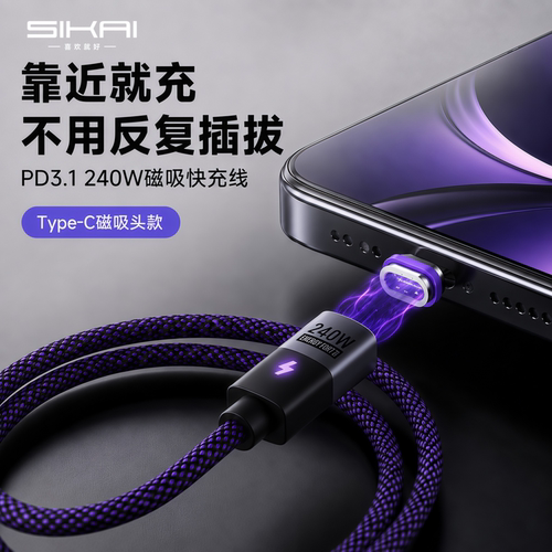 手机磁吸充电线快充数据线