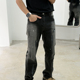 2025春季 直筒潮流百搭 男修身 新款 高端潮牌黑灰渐变泼墨小众牛仔裤