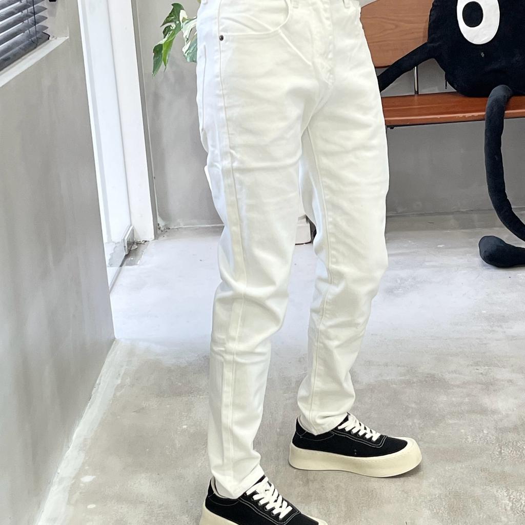 高端春秋新款白色修身牛仔裤
