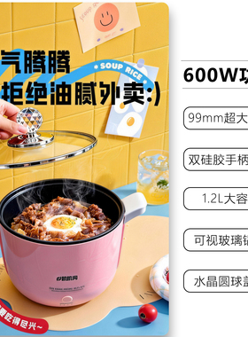电煮锅家用学生宿舍蒸煮一体一人食小煮锅小型泡面锅小火锅办公室