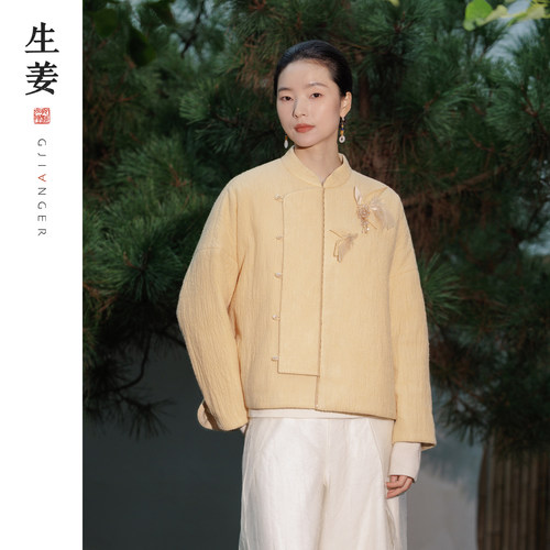 生姜新中式宽松棉短袄外套