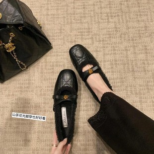 惠州汇信达鞋业有限公司羊皮~内3cm芭蕾平底单鞋女菱格珍珠山茶花