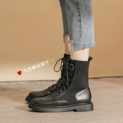 惠东县大岭戈美妮鞋厂戈美妮 秋冬新款马丁靴女透气针织靴子