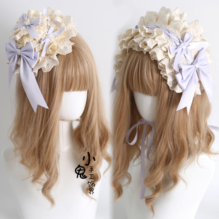 原创紫色小芙蝶礼帽手作边夹发夹项链生成色Lolita芭蕾风发饰森系