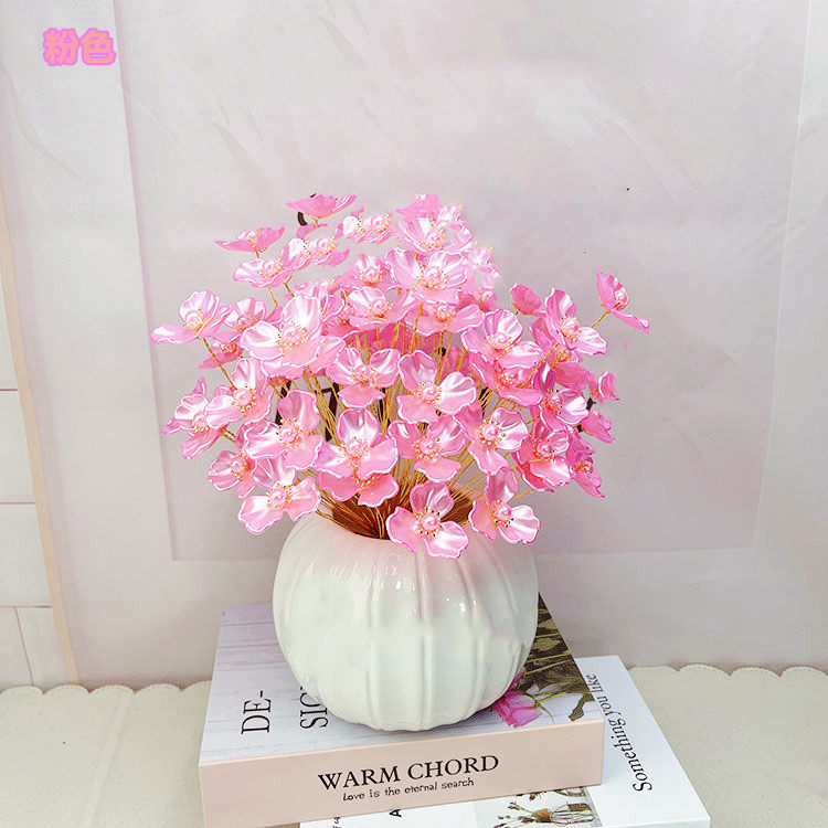 DIY玉兰花材料包散珠子彩色自己做不含花瓶花艺制作视频摆件多色
