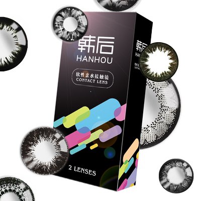 韩后黑色美瞳半年抛女小直径正品近视隐形眼镜散光1000度大美目QL