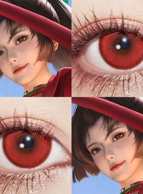 红樱王者荣耀cos红色美瞳日抛二次元漫展大小直径隐形眼镜泽yc