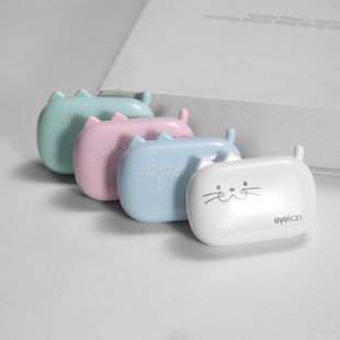 eyekan凯达隐形眼镜盒可爱萌猫少女心ins美瞳盒简约纯色双联盒zy