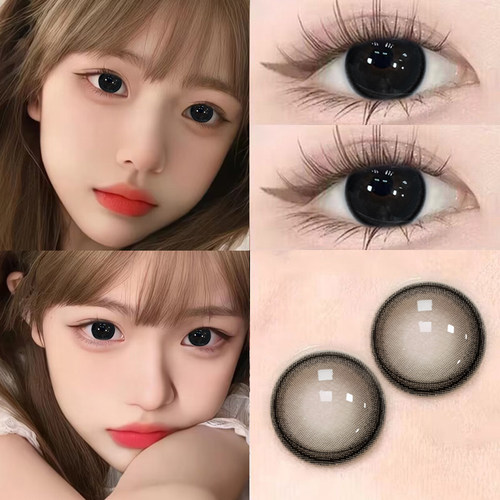 小鹿眼黑色美瞳半年抛自然素颜大直径隐形眼镜