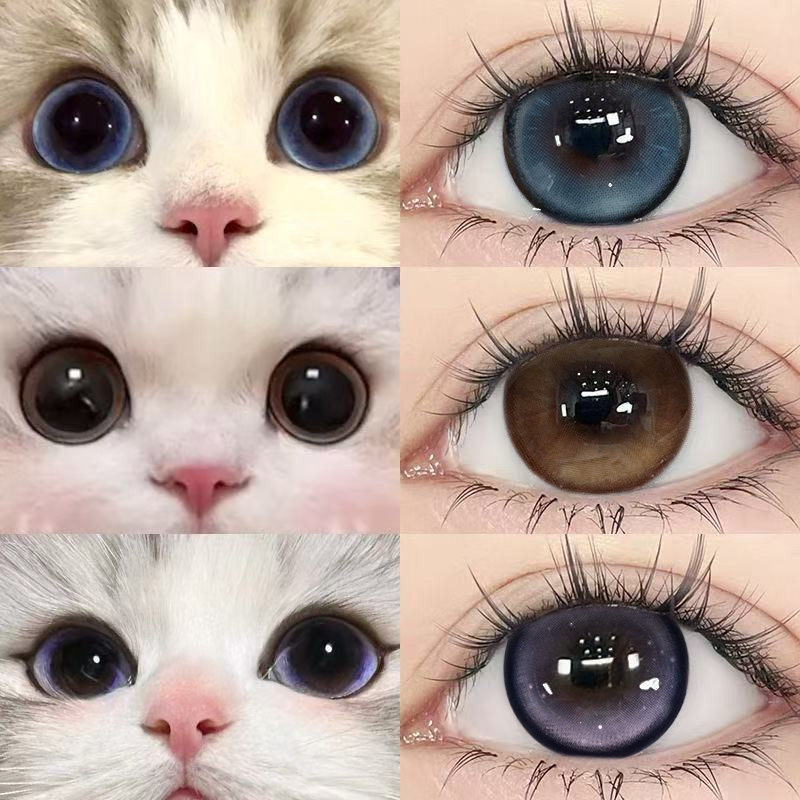 甜心猫咪美瞳半年抛亚麻琥珀混血超大葡萄满着色隐形眼镜NF正品TN