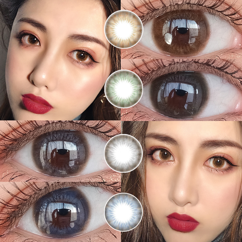 韩国美瞳年抛女网红同款小直径混血自然棕灰蓝绿色系隐形眼镜男KW
