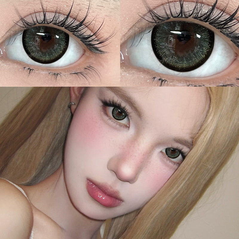 黑金游戏雅青黑美瞳半年抛2片大小直径不伤眼官网隐形眼镜女EJLK