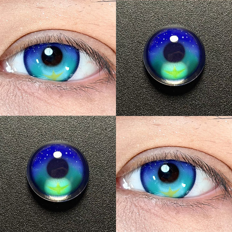 2025新款漫展美瞳蓝绿渐变知更鸟cosplay还原崩坏星穹铁道正品xy