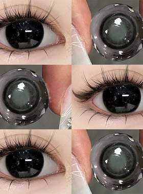 高光黑美瞳半年抛女黑色纯欲自然大小直径学生平价隐形眼镜男1WX