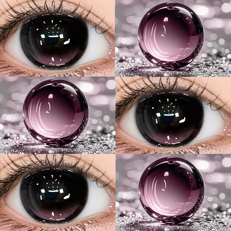 桃桃星冰乐美瞳半年抛黑粉色混血大直径锁边隐形近视眼镜QF正装TN图片