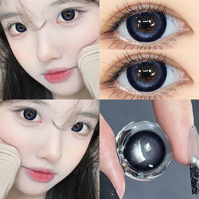 脑袋空空美瞳半年抛蓝色混血大小直径新款隐形近视眼镜QF正装TN